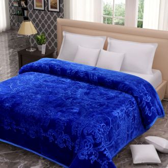 100% Polyester Raschel Blanket Thickened Double Layers Solid Color Warm Comfortable