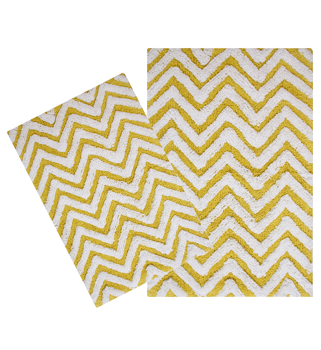 Chevron Tufted Bath Mats set of 2 pieces 21*34 + 17*24 inch-yellow