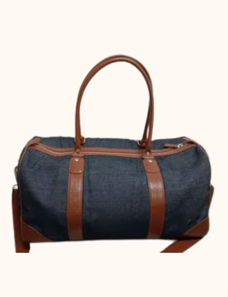 Jeans and Leather Duffle Bag