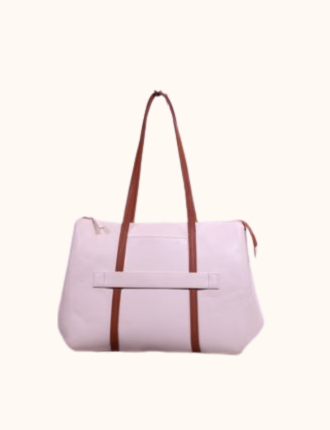 PU Leather HandBag White+Brown