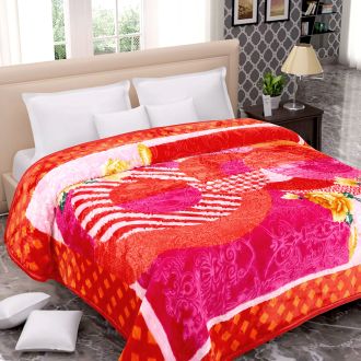 100% Polyester Raschel Blanket Thickened Double Layers Printed Warm Comfortable